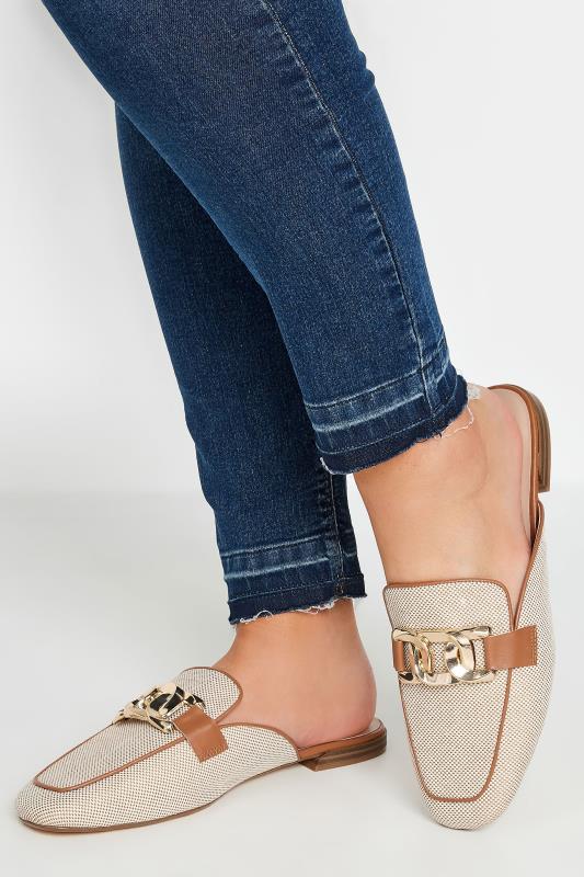 Rose Gold & Brown Glitter Strap Mule Sandals In Extra Wide EEE Fit