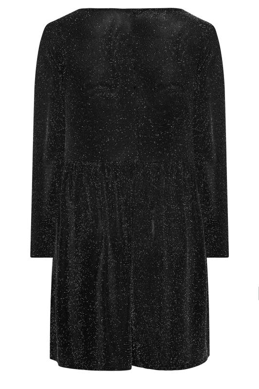LIMITED COLLECTION Plus Size Black & Silver Glitter Sweetheart Neck Dress | Yours Clothing 7