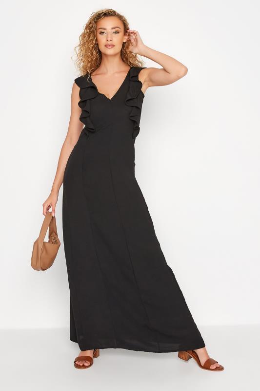 LTS Tall Women's Black Frill Detail Maxi Dress | Long Tall Sally 2