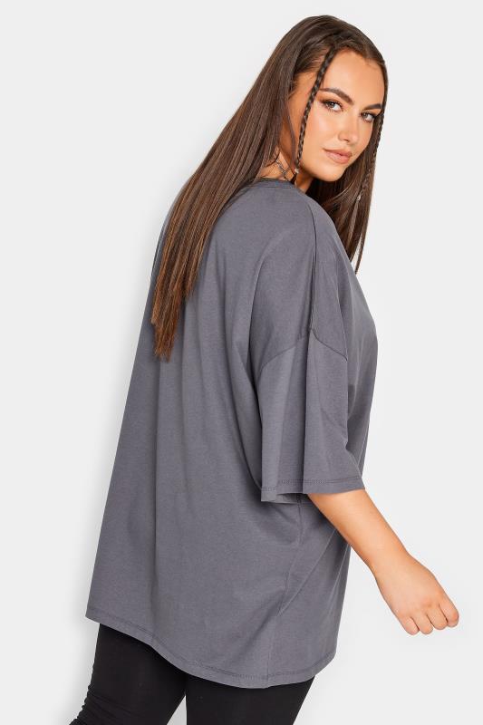 YOURS Curve Grey Oversized Boxy T-Shirt | Yours Clothing 4