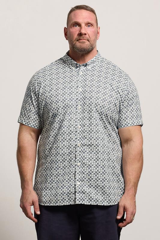 BEN SHERMAN Big & Tall Light Blue Geometric Print Shirt | BadRhino 1