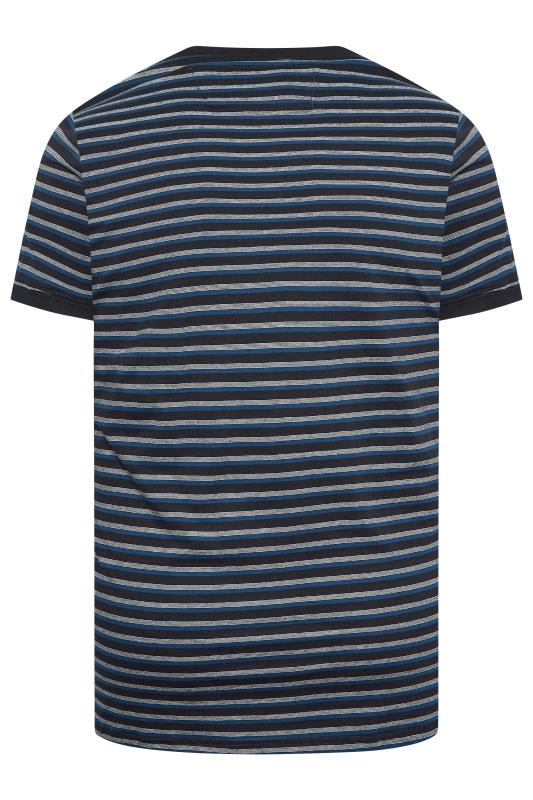 D555 Big & Tall Navy Blue & Grey Stripe T-Shirt | BadRhino 4