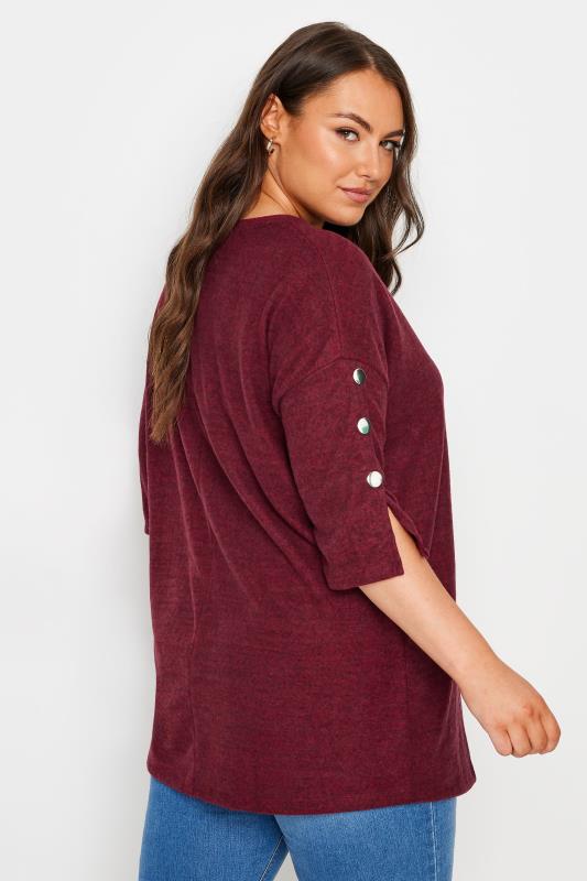 YOURS Plus Size Red Soft Touch Button Top | Yours Clothing 3