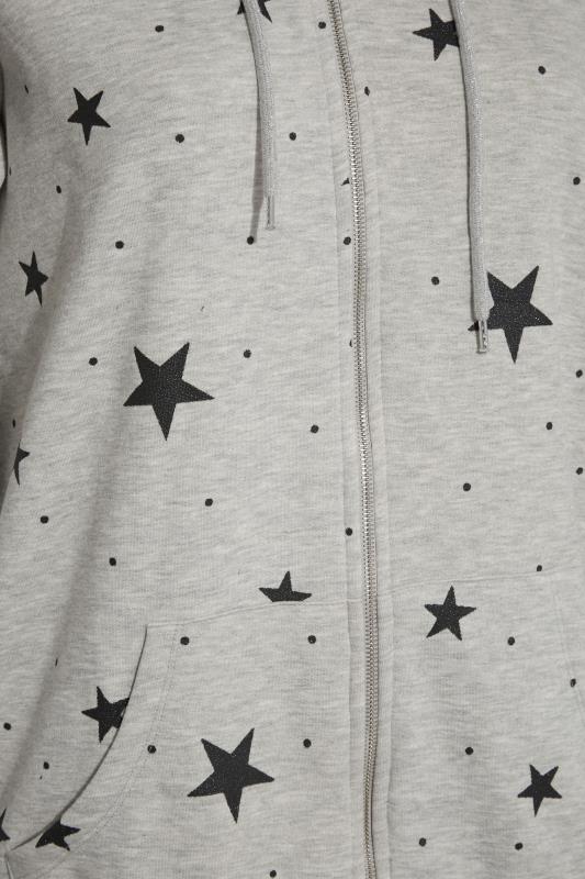 Plus Size Grey Star Print Zip Through Hoodie | Yours Clothing  7