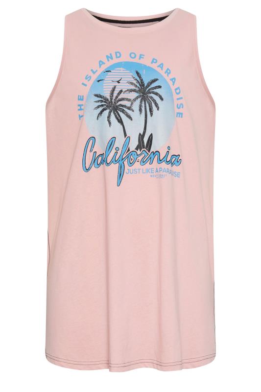KAM Big & Tall Pink 'Cali' Sleeveless T-Shirt | BadRhino 2
