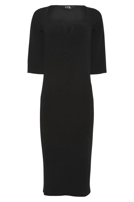 LTS Tall Black Notch Neck Midi Dress_F.jpg