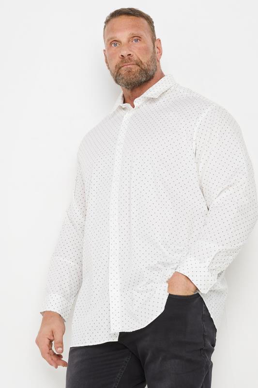 JACK & JONES Big & Tall White Geometric Print Shirt | BadRhino 1