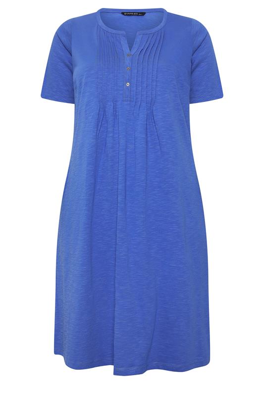 EVANS Plus Size Blue Henley Cotton Dress | Evans 5
