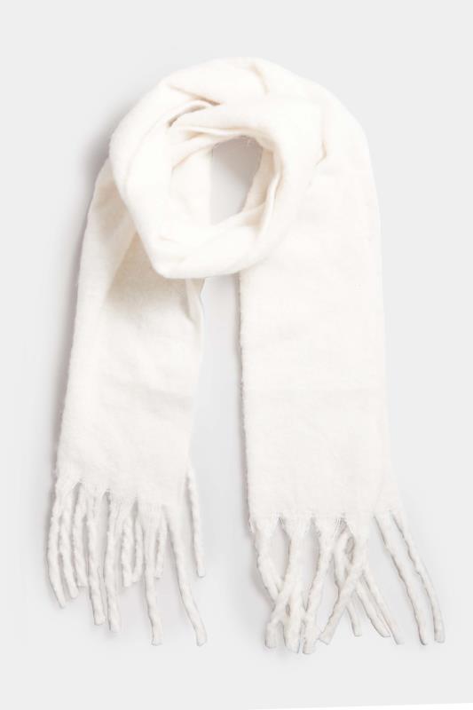 White Super Soft Chunky Tassel Scarf | Yours Clothing 2