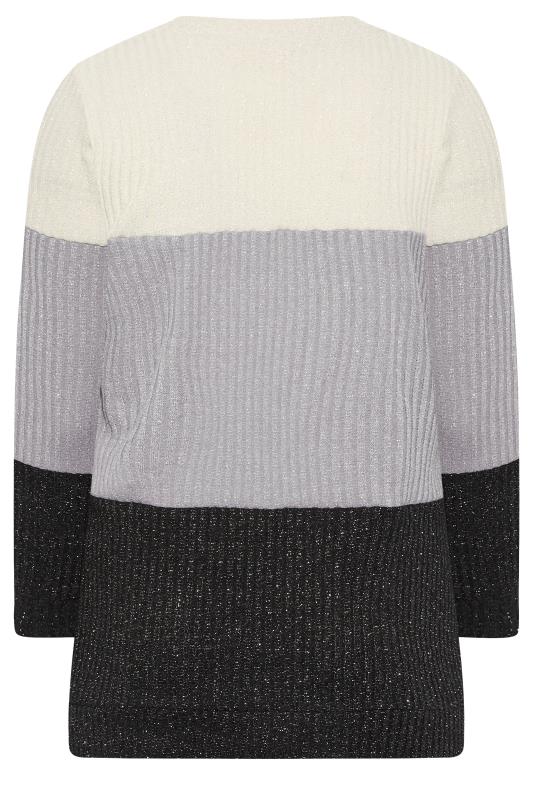 YOURS LUXURY Curve Grey Colour Block Soft Touch Metallic Jumper | Yours Clothing 7