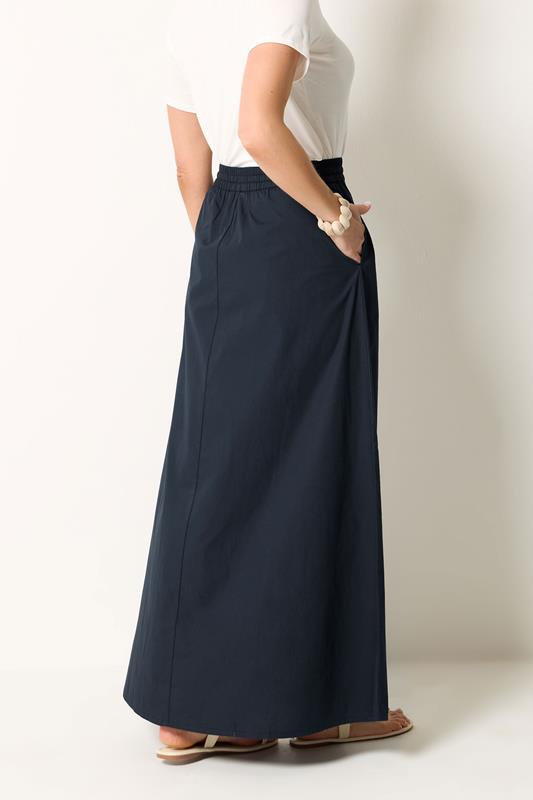 LTS Tall Women's Navy Blue Pull On Cotton Maxi Skirt | Long Tall Sally 2