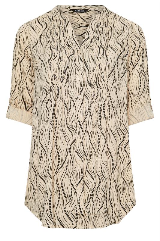 YOURS Plus Size Beige Brown Spot Print Pintuck Blouse | Yours Clothing 5