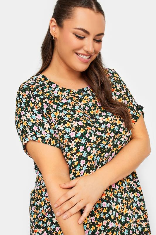 YOURS Plus Size Black Floral Tunic Dress | Yours Clothing 4