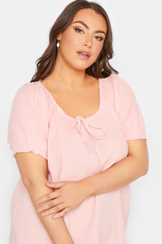 YOURS Plus Size Pink Crinkle Gypsy Top | Yours Clothing  4