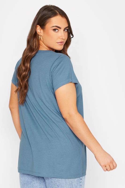 Curve Plus Size Blue Basic Short Sleeve T-Shirt  - Petite| Yours Clothing  3
