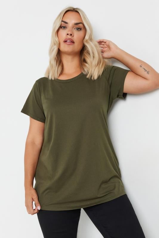 YOURS Plus Size 3 PACK Natural Brown & Green Core T-Shirts | Yours Clothing 2