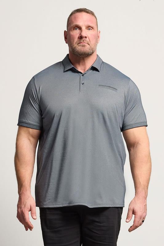 BadRhino Big & Tall Navy Blue Textured Polo Shirt | BadRhino 1
