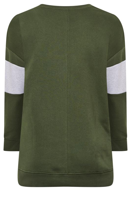 Plus Size Green Colour Block 'Paris' Slogan Varsity Sweatshirt | Yours Clothing 7