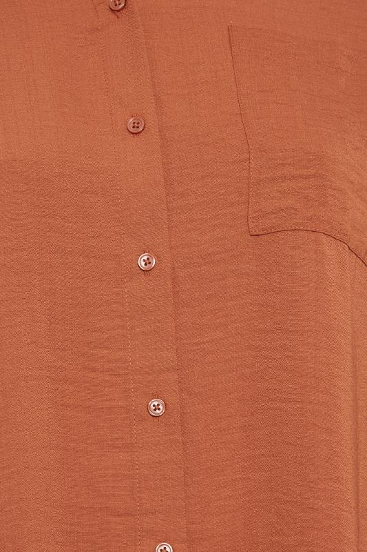 YOURS Curve Plus Size Rust Orange Textured Boyfriend Shirt | Yours Clothing 5