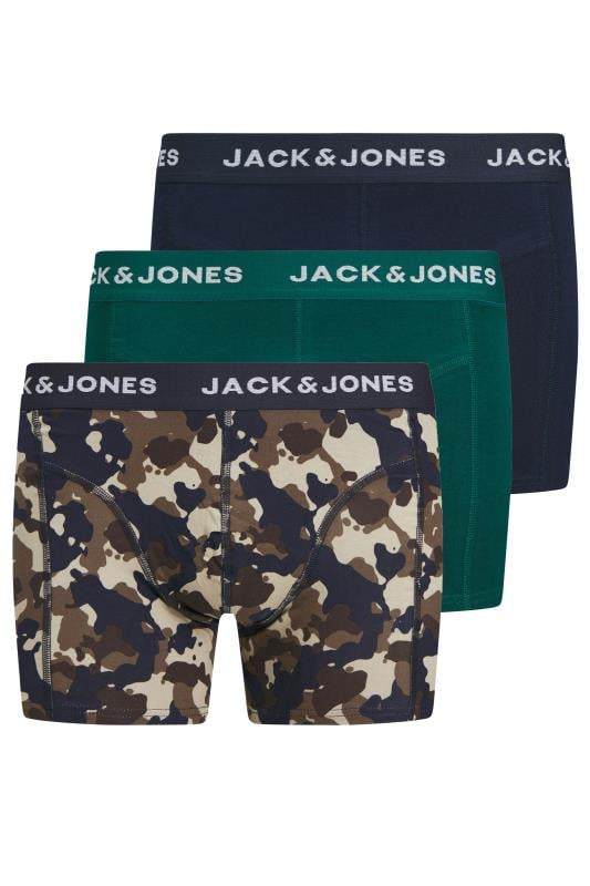 JACK & JONES Big & Tall 3 PACK Navy & Camo Print Trunks | BadRhino 1