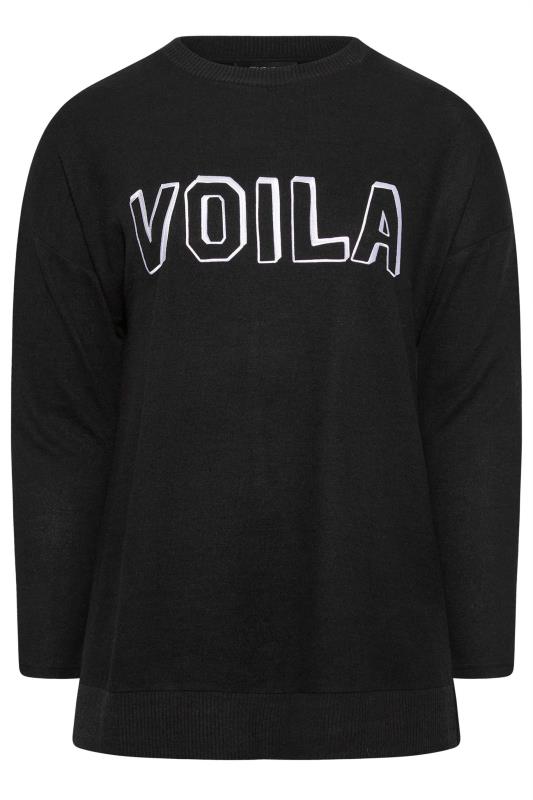 Plus Size Black 'Voila' Boucle Soft Touch Jumper | Yours Clothing 6