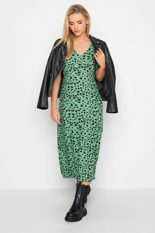 Petite Green Dalmatian Print Tea Dress | PixieGirl 2