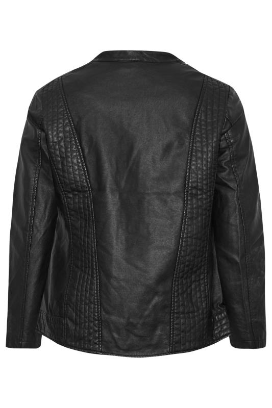 YOURS Plus Size Curve Black Faux Leather Zip Jacket | Yours Clothing  8