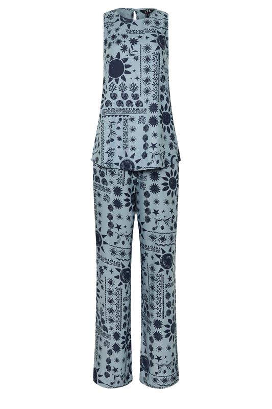 LTS Tall Women's Set Blue Coastal Print Top & Wide Leg Trousers | Long Tall Sally 5