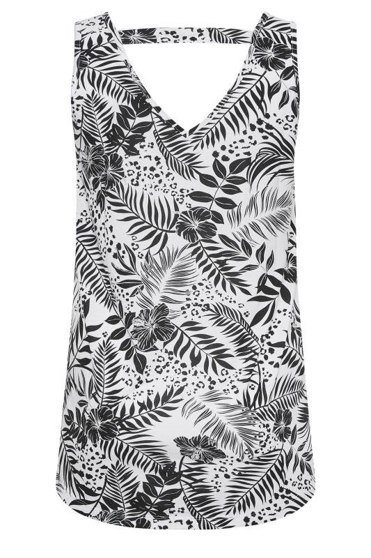 YOURS Plus Size Curve Black Tropical Print Bar Back Vest Top | Yours Clothing  6