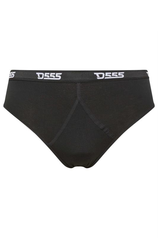 D555 2 PACK Big & Tall Black Branded Front Cotton Briefs | BadRhino 5