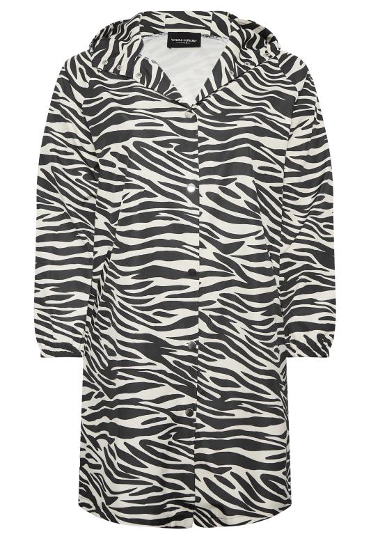 YOURS LUXURY Plus Size Black & White Zebra Print Longline Raincoat | Yours Clothing 8