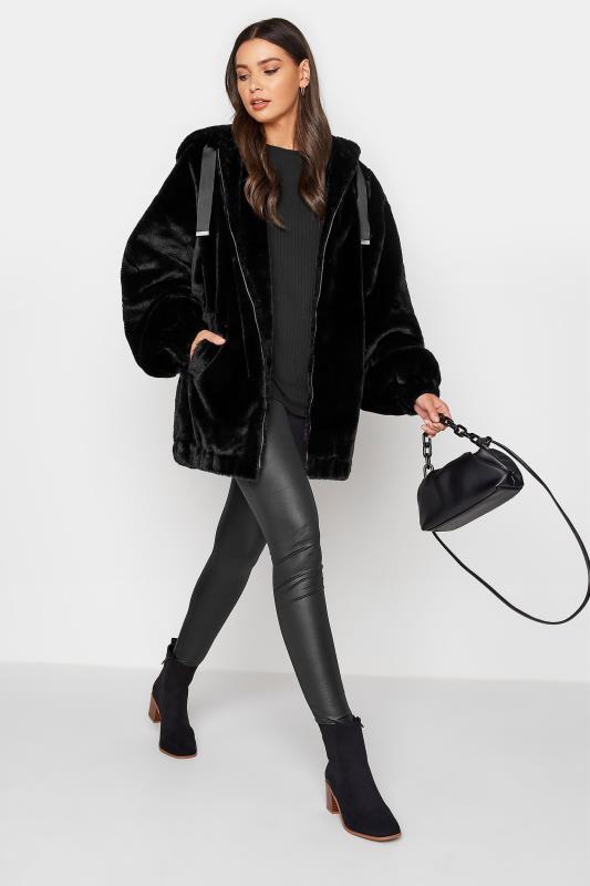 LTS Black Oversized Faux Fur Jacket 2