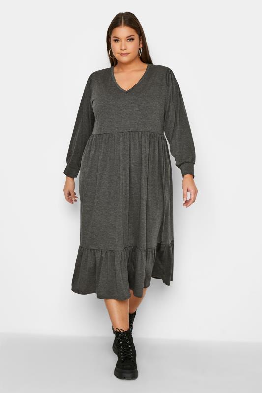 LIMITED COLLECTION Grey Long Sleeve Tiered Dress_B.jpg