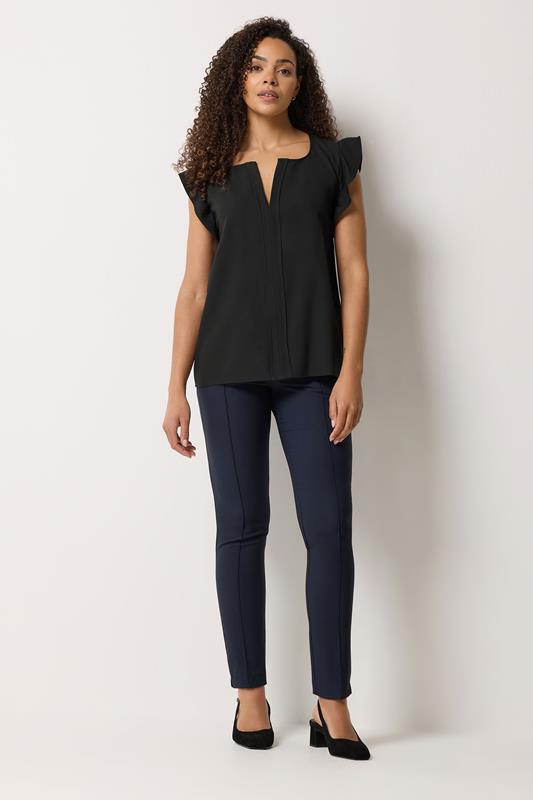 M&Co Black Frill Sleeve Pleated Blouse | M&Co 1