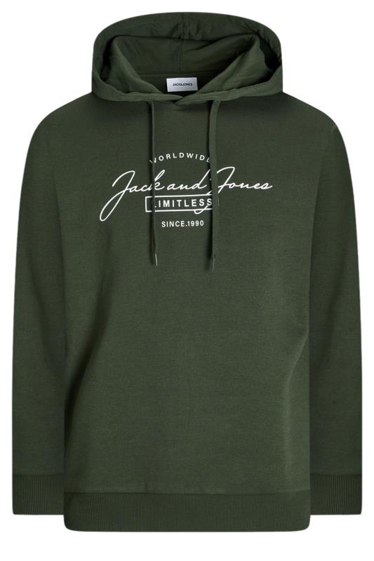 JACK & JONES Big & Tall Forest Green Logo Hoodie | BadRhino 2