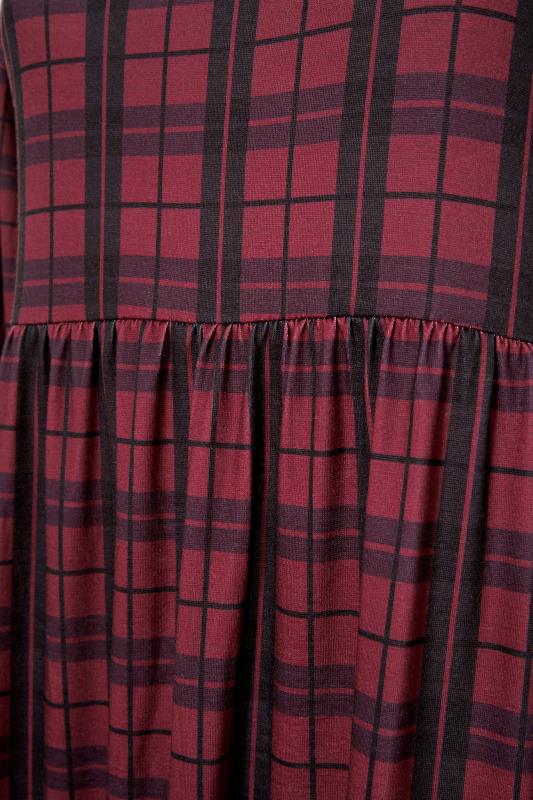 YOURS LONDON Curve Burgundy Red Check Smock Midi Dress 7