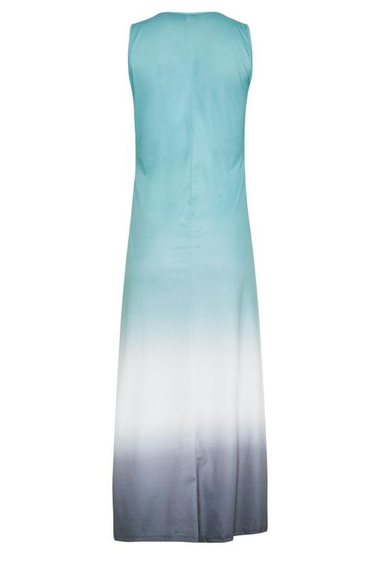 LTS Tall Light Blue Ombre Print Sleeveless Smock Dress 7