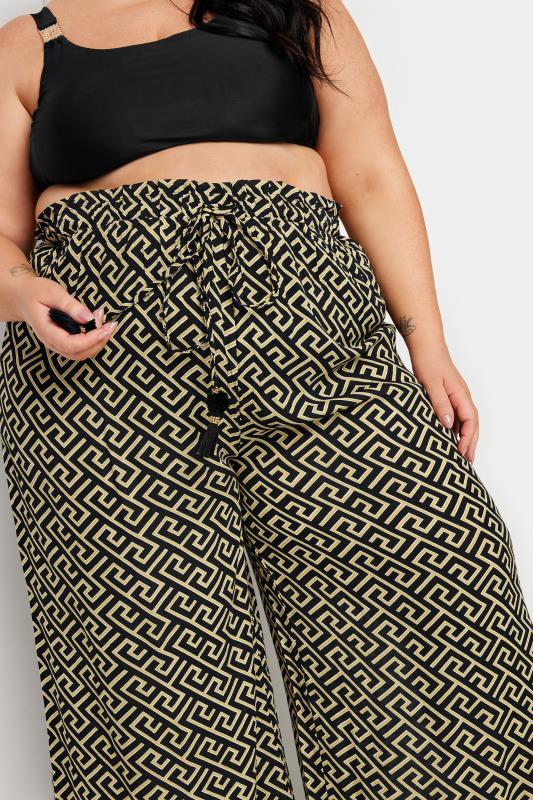 YOURS Plus Size Black Geometric Print Tassel Trousers | Yours Clothing 3