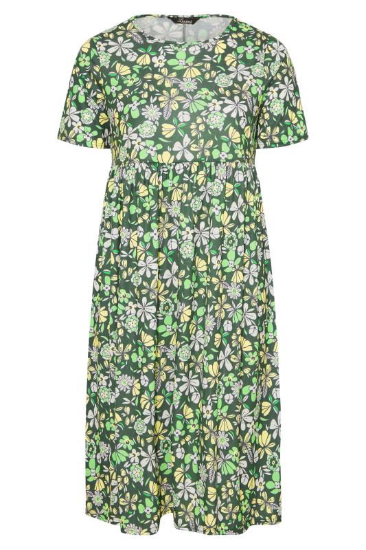 LIMITED COLLECTION Curve Green Floral Print Midaxi Smock Dress 6