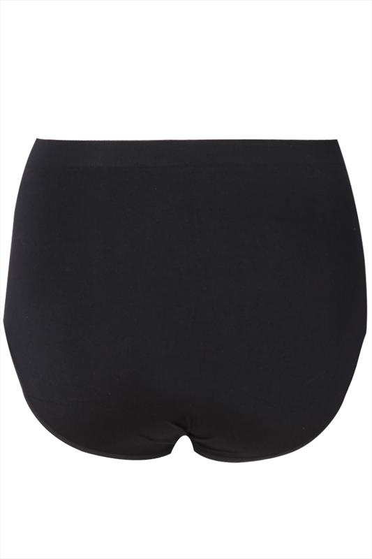 Black Seamless Light Control High Waisted Full Briefs | Yours Clothing 5