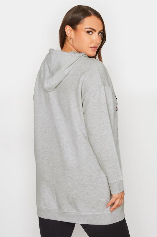 Plus Size Grey Marl Varsity Slogan Soft Touch Hoodie | Yours Clothing 3