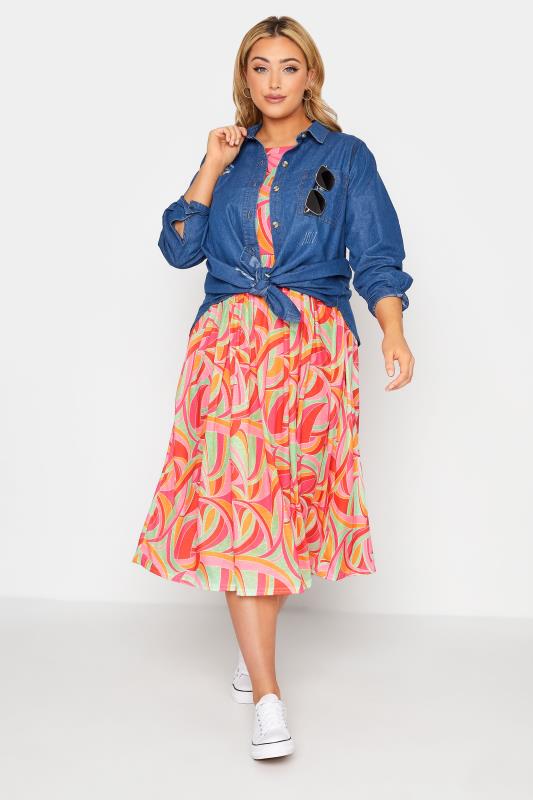 LIMITED COLLECTION Curve Bright Pink Abstract Print Midaxi Smock Dress_B.jpg