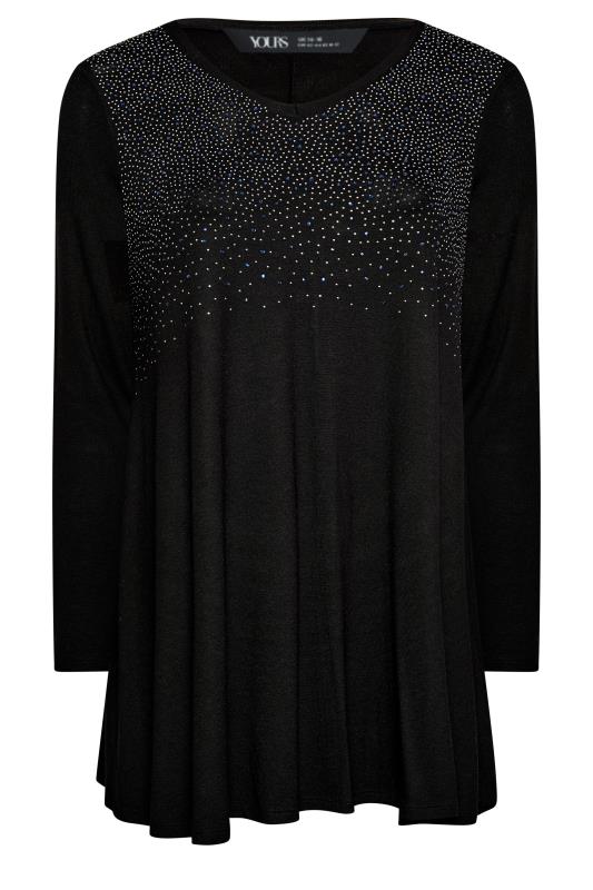 YOURS Plus Size Black Stud Embellished Top | Yours Clothing 5