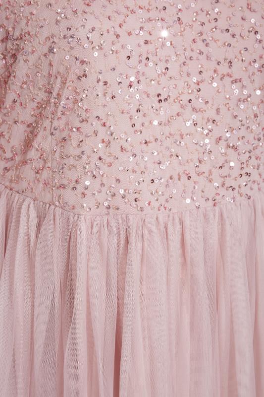 LUXE Plus Size Pink Sequin Hand Embellished Maxi Dress | Yours Clothing  5