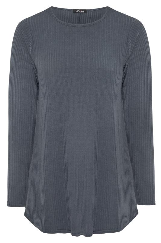 LIMITED COLLECTION Curve Grey Ribbed Long Sleeve Top_F.jpg