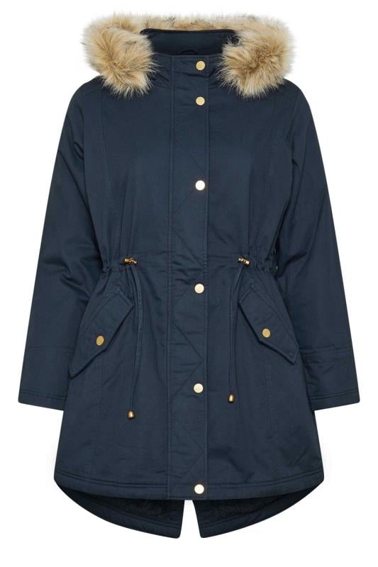 Navy blue plus size winter coat on sale