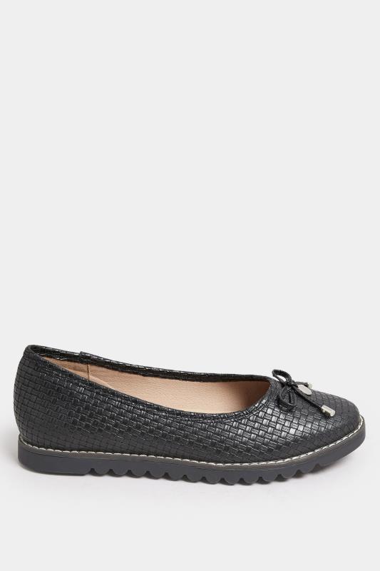 Black Woven Ballet Pumps In Extra Wide EEE Fit | Yours Clothing 3