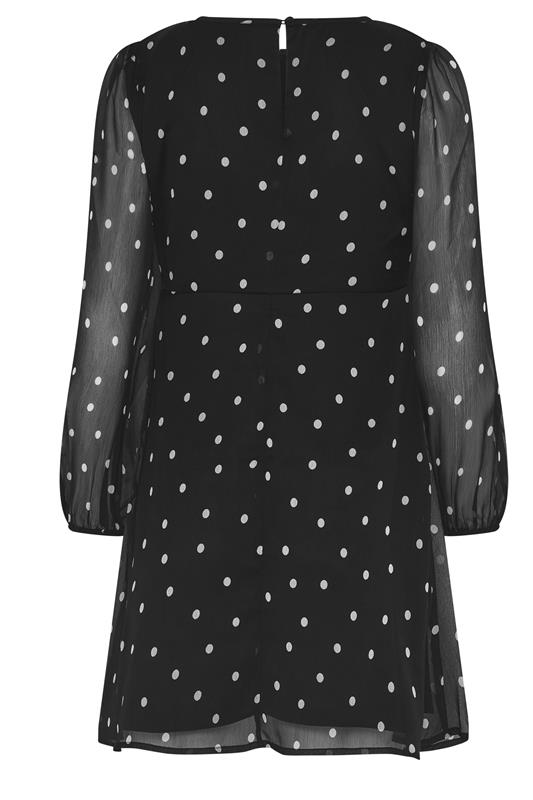 M&Co Petite Women's Black Spot Chiffon Mini Dress | M&Co 2