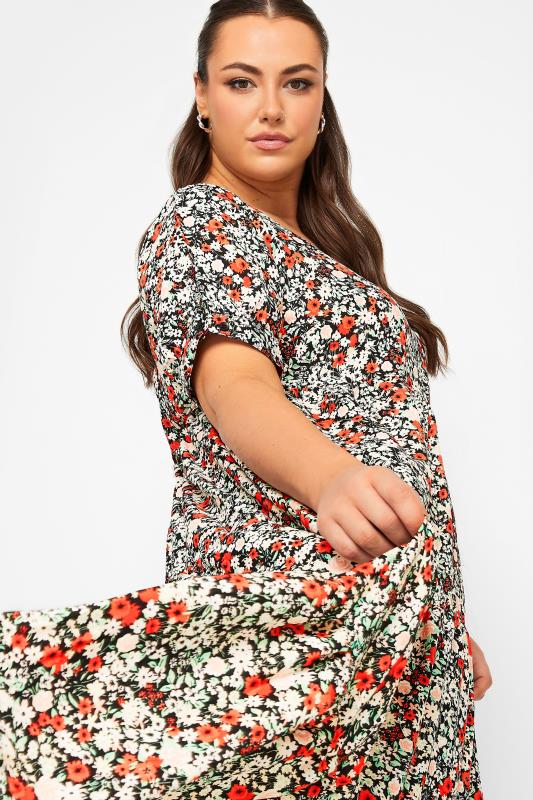 LIMITED COLLECTION Plus Size Black Ditsy Print Midaxi Smock Dress | Yours Clothing 4