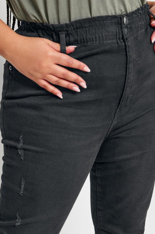 Plus Size Black Elasticated Stretch MOM Jeans | Yours Clothing 4